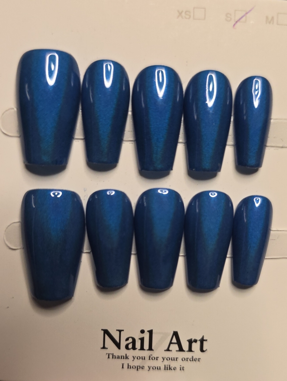 Blue Press-On Nail Set - Size Small